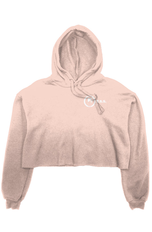 Logo crop fleece hoodie- Pink