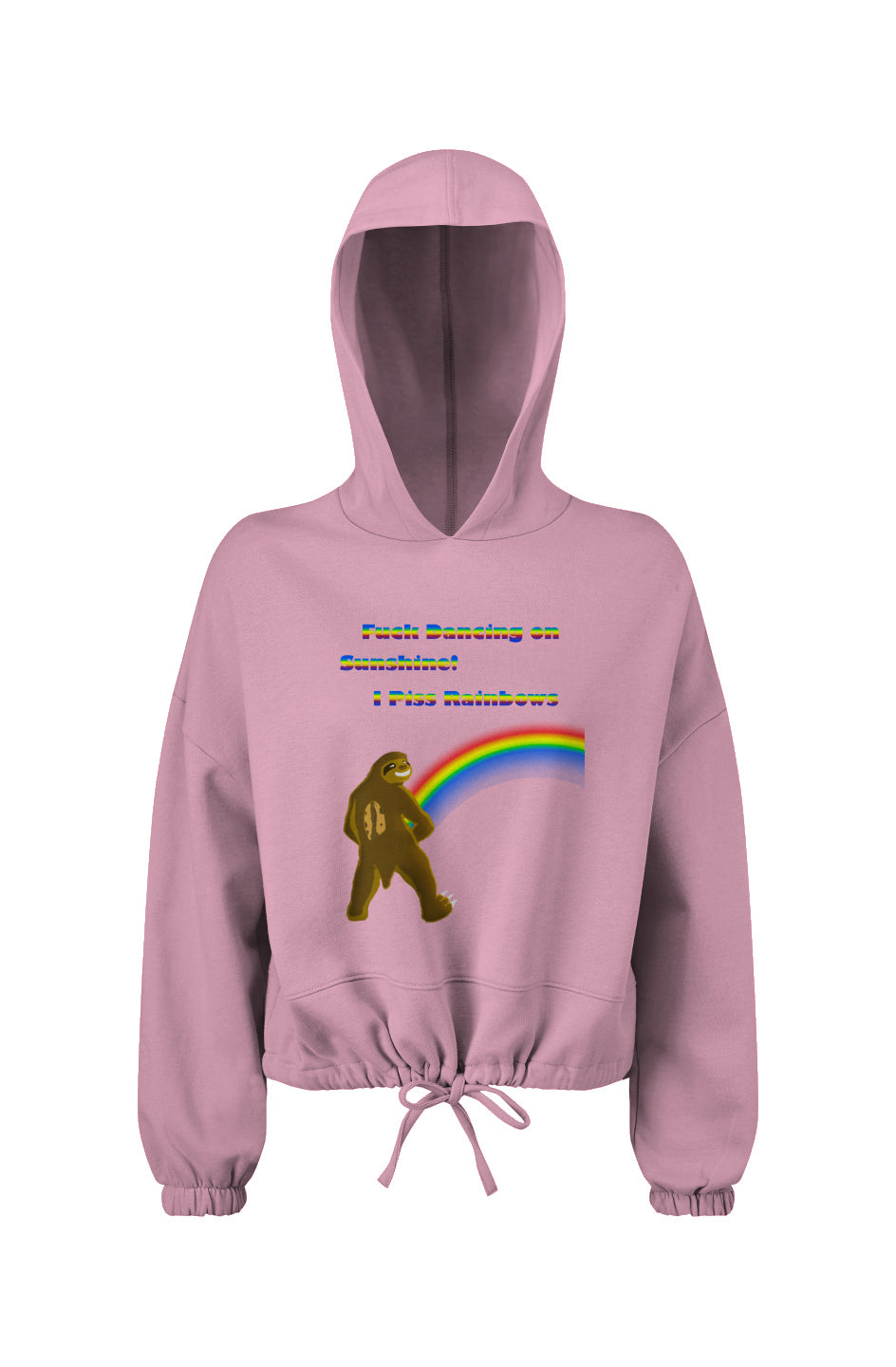 Pissing Rainbows Women's Crop Hood- Pink