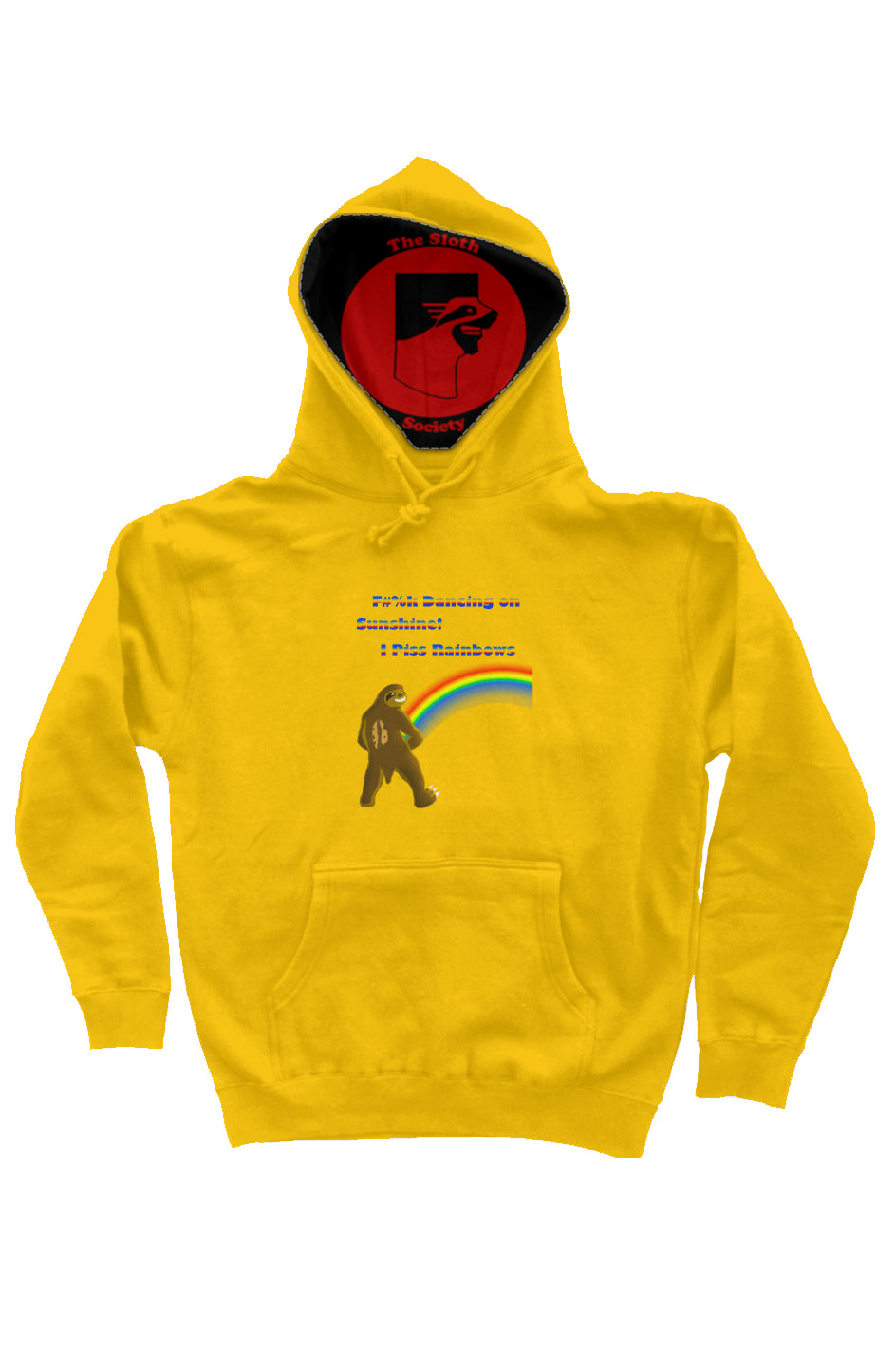 Pissing Rainbows Hoodie Censored- Yellow