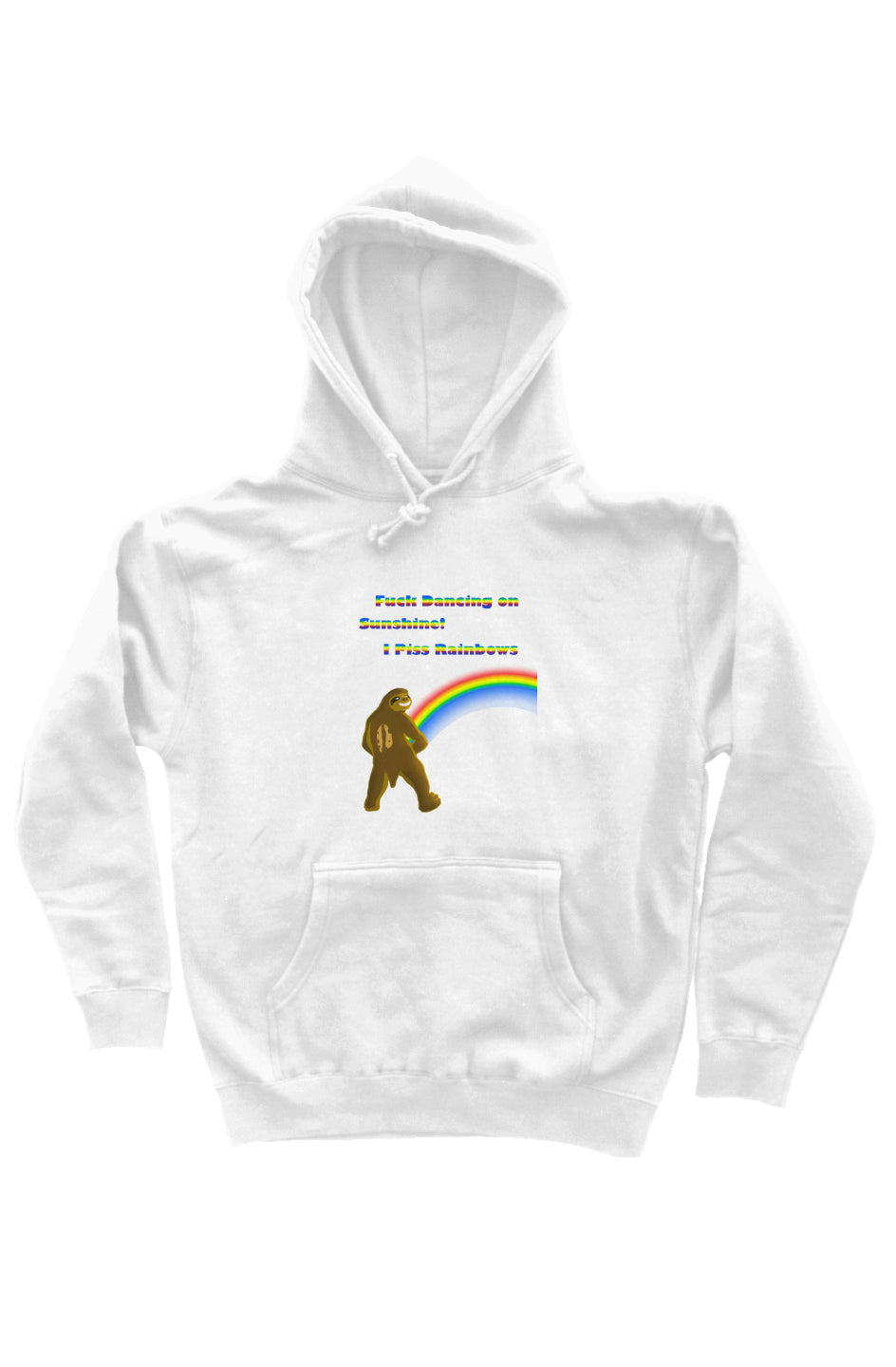 Pissing Rainbows heavyweight pullover hoodie-White