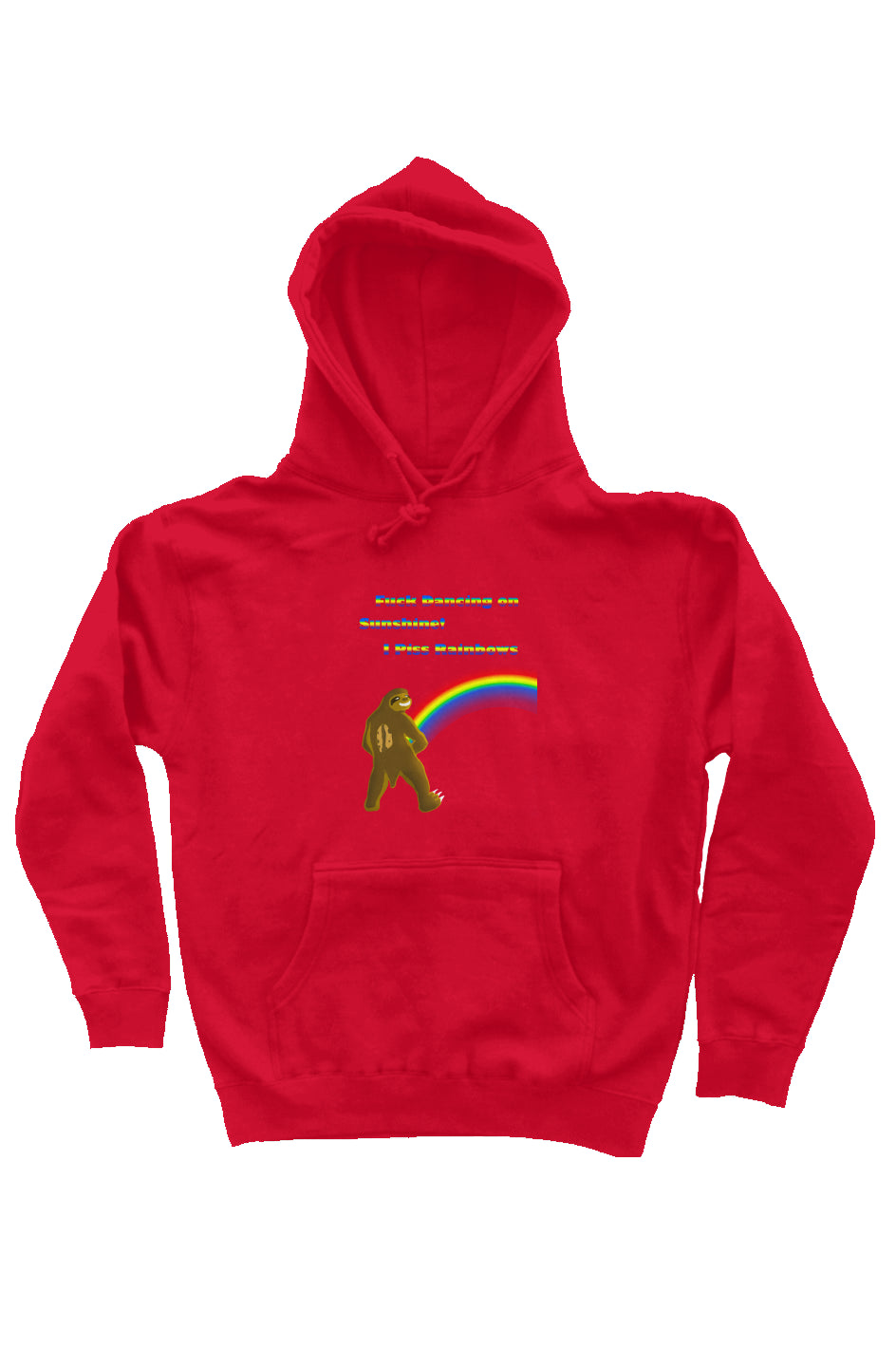 Pissing Rainbows heavyweight pullover hoodie-Red